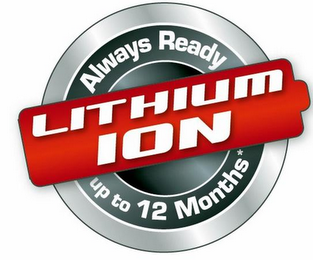 LITHIUM ION ALWAYS READY UP TO 12 MONTHS logo