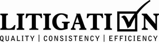 LITIGATION QUALITY CONSISTENCY EFFICIENCY logo
