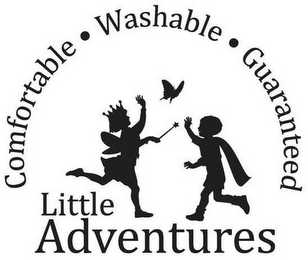LITTLE ADVENTURES COMFORTABLE · WASHABLE · GUARANTEED logo