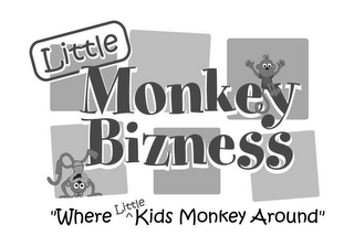 LITTLE MONKEY BIZNESS "WHERE LITTLE KIDS MONKEY AROUND" logo