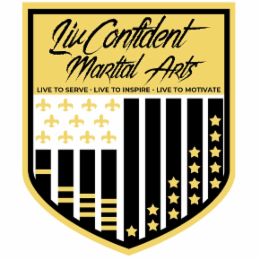 LIVCONFIDENT MARTIAL ARTS LIVE TO SERVE • LIVE TO INSPIRE • LIVE TO MOTIVATE logo
