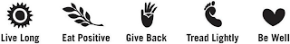 LIVE LONG EAT POSITIVE GIVE BACK TREAD LIGHTLY BE WELL logo