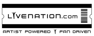 LIVENATION.COM ARTIST POWERED FAN DRIVEN logo