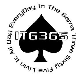 LIVIN IT ALL DAY EVERYDAY IN THE GAME THREE SIXTY FIVE ITG365 logo