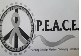 LIVING BEYOND THE PAIN CANCER FOUNDATION P.E.A.C.E. PROVIDING ESSENTIALS ALLEVIATES CHALLENGING EXPERIENCES logo
