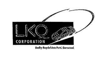 LKQ CORPORATION QUALITY RECYCLED AUTO PARTS.  GUARANTEED. logo