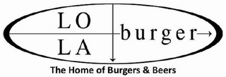 LO LA BURGER THE HOME OF BURGERS & BEERS logo