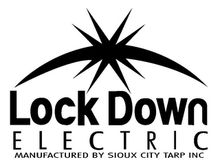 LOCK DOWN E L E C T R I C MANUFACTURED BY SIOUX CITY TARP INC logo