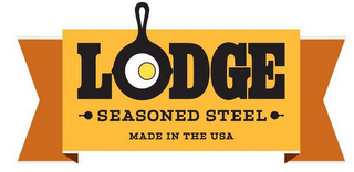 LODGE SEASONED STEEL MADE IN THE USA logo