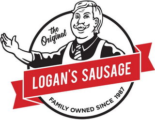 LOGAN'S SAUSAGE THE ORIGINAL FAMILY OWNED SINCE 1987 logo