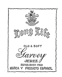LONG LIFE OLD & SOFT GARVEY JEREZ ESTABLISHED 1780 MARCA 'Y PRODUCTO ESPANOL SIS JUSTUS NEC TIDRAS logo