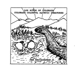 LOS NINOS OF COLORADO COLORADO COLORFUL AQUATIC CREATURES THE MACIASAURUS logo
