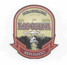 LOS OSUNA REPOSADO 100% AGAVE AZUL MEXICO 38% ALC. VOL. DESDE 1876 CONT. NET. 750 ML. logo
