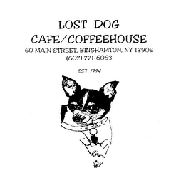 LOST DOG CAFE/ COFFEEHOUSE 60 MAIN STREET, BINGHAMTON, NY 13905 (607) 771-6063 EST. 1994 logo