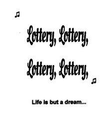 LOTTERY, LOTTERY, LOTTERY, LOTTERY, LIFE IS BUT A DREAM... logo