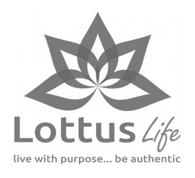 LOTTUS LIFE LIVE WITH PURPOSE... BE AUTHENTIC logo
