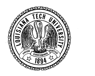 LOUISIANA TECH UNIVERSITY UNION CONFIDENCE JUSTICE 1894 logo