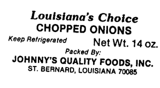 LOUISIANA'S CHOICE CHOPPED ONIONS JOHNNY'S QUALITY FOODS, INC. logo