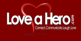 LOVE A HERO.COM CONNECT, COMMUNICATE, LAUGH, LOVE logo