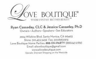 LOVE BOUTIQUE WHERE FANTASY BECOMES REALITY logo