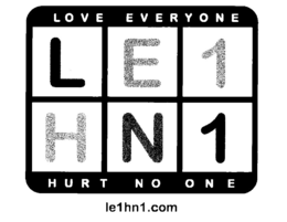 LOVE EVERYONE L E 1 H N 1 HURT NO ONE LE1HN1.COM logo