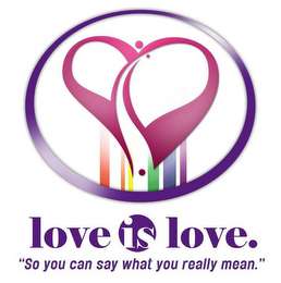 LOVE IS LOVE. "SO YOU CAN SAY WHAT YOU REALLY MEAN." logo