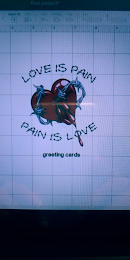 LOVE IS PAIN PAIN IS LOVE GREETING CARDS logo