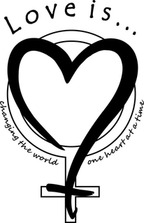 LOVE IS...CHANGING THE WORLD ONE HEART AT A TIME logo