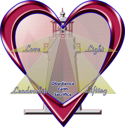 LOVE LIGHT LEADERSHIP LIFTING OBEDIENCE FAITH SACRIFICE logo