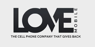 LOVE MOBILE THE CELL PHONE COMPANY THAT GIVES BACK logo