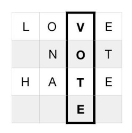 LOVE NOT HATE E VOTE logo