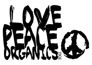 LOVE PEACE ORGANICS TIGI logo