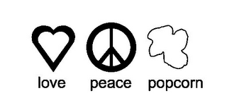 LOVE PEACE POPCORN logo