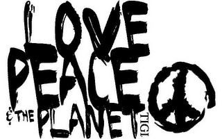LOVE PEACE & THE PLANET TIGI logo