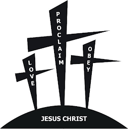 LOVE PROCLAIM OBEY JESUS CHRIST logo