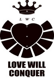 LOVE WILL CONQUER LWC 5 6 7 8 9 logo