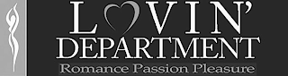 LOVIN' DEPARTMENT ROMANCE PASSION PLEASURE logo
