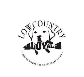 LOW COUNTRY LOYAL · ROOTED WHERE THE SWEETGRASS GROWS · logo