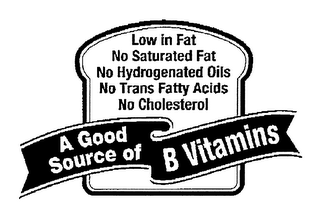 LOW IN FAT NO SATURATED FAT NO HYDROGENATED OILS NO TRANS FATTY ACIDS NO CHOLESTEROL A GOOD SOURCE OF B VITAMINS logo