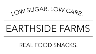 LOW SUGAR. LOW CARB. EARTHSIDE FARMS REAL FOOD SNACKS. logo