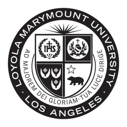 LOYOLA MARYMOUNT UNIVERSITY LOS ANGELES AD MAJOREM DEI GLORIAM TUA LUCE DIRIGE logo