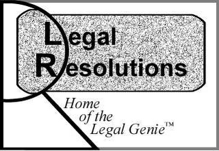 LR LEGAL RESOLUTIONS HOME OF THE LEGAL GENIE logo