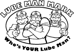 LUBE MAN MARK WHO'S YOUR LUBE MAN? UP TIME ON TIME EVERY TIME logo