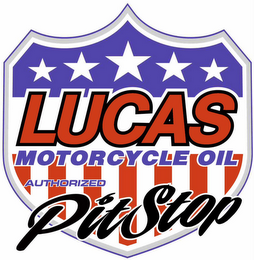 LUCAS MOTORCYCLE OIL AUTHORIZED PIT STOP logo