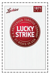 LUCKIES 1871 RED R.A. PATTERSON TOBACCO COMPANY EST. RICH'D. VA. USA LUCKY STRIKE logo