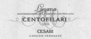 LUGANA DENOMINAZIONE DI ORIGINE CONTROLLATA CENTOFILARI 2008 CESARI CAVAION VERONESE logo