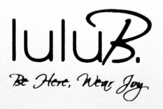LULUB. BE HERE, WEAR JOY logo