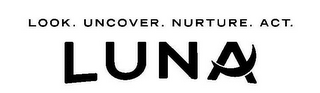 LUNA LOOK. UNCOVER. NURTURE. ACT. logo