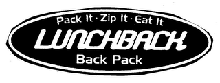 LUNCHBACK BACK PACK PACK IT · ZIP IT · EAT IT logo