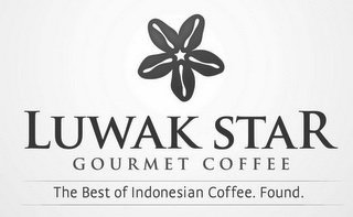 LUWAK STAR GOURMET COFFEE THE BEST OF INDONESIAN COFFEE. FOUND. logo